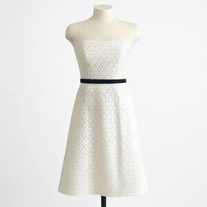 Vintage Elizabeth Wayman Strapless Eyelet Dress with Grossgrain Ribbon Size 8